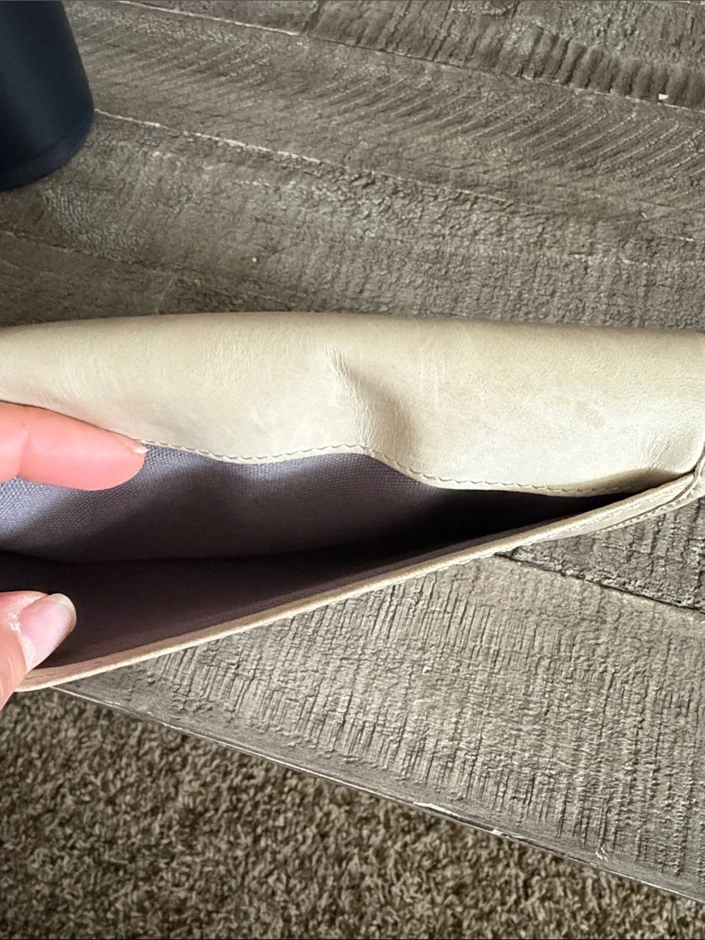 Frye Light Beige Leather Fold-Over Wallet - Picture 9 of 13